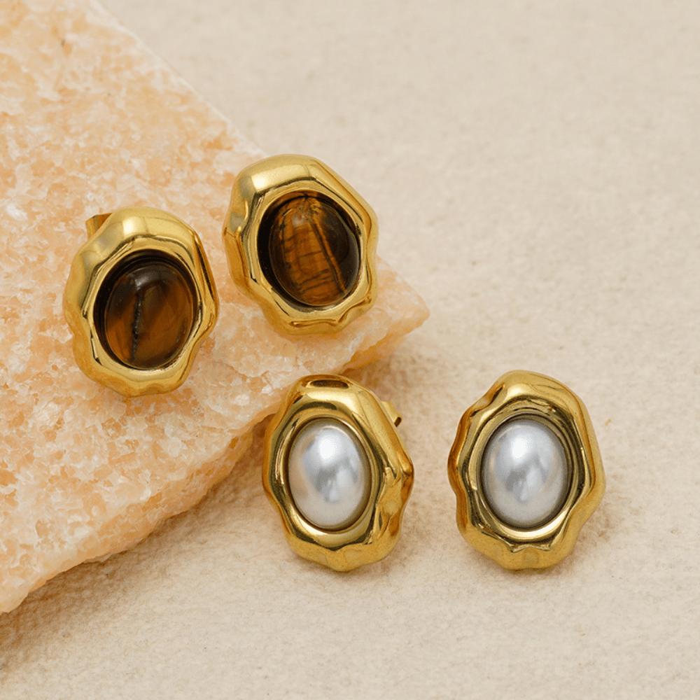European and American Irregular Hemming Stud Earrings Retro Light Luxury Earrings