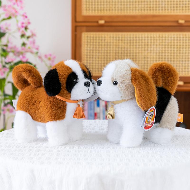 Simulated Standing Position Golden Retriever Plush Toy Corgi Husky Office Puppy Table with Children's St. Bernard Dolls