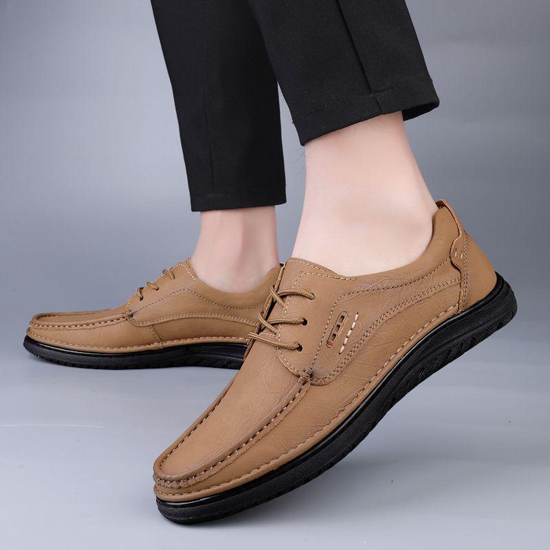 

Men s Genuine Leather Loafers: 2025 Casual Spring/Summer Breathable, Soft Sole Business Formal Shoes 39