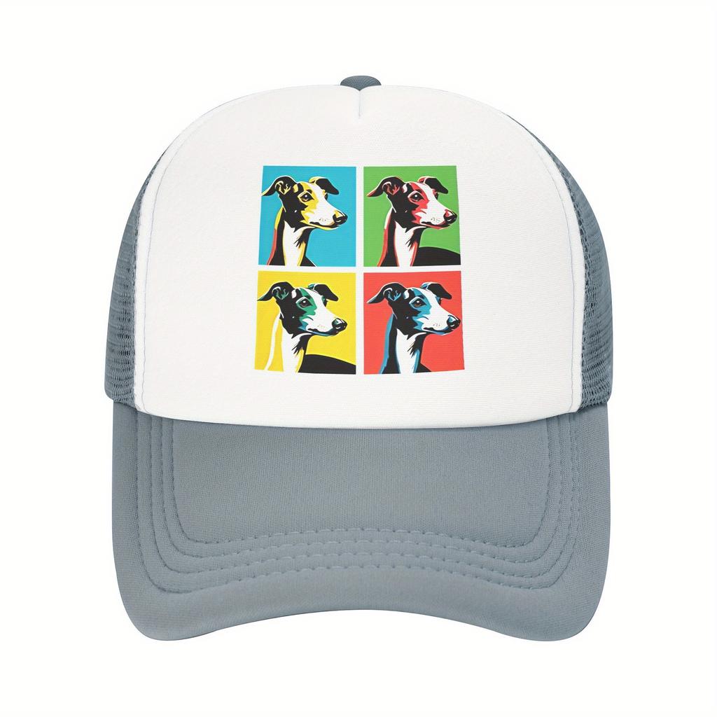 Italian Greyhound Pop Art Trucker Hat Breathable Mesh Adjustable Baseball Cap Casual Gift