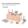 Montessori Early Education Toy Set: Round Ball Coin Box, Object Permanence Drawer & Textile Drum for Toddlers 0-3 Years