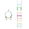 Bird Ladder Cage Perch Stand Toy Parrots Ladder Wooden Bead Swing Cage Accessory