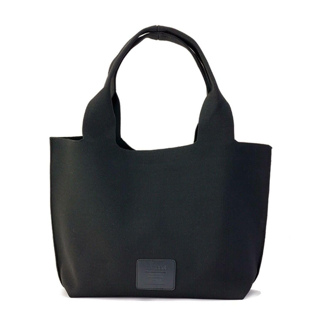 

сумка-тоут большой вместимости, дорожная, мягкая, черная [Barcos] сумка в вязаном стиле, сумочка, сумка, на ощупь, чёрный