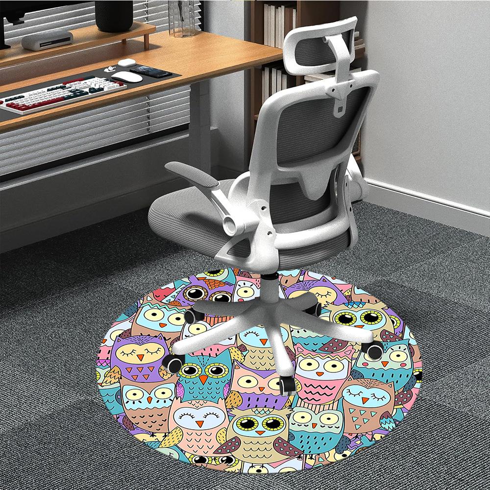 1pc Owl Pattern Office Round Area Rug, Indoor Mat Suitable For Office, Under Office Chairs Bedroom Living Room Home Decor, Room Deco