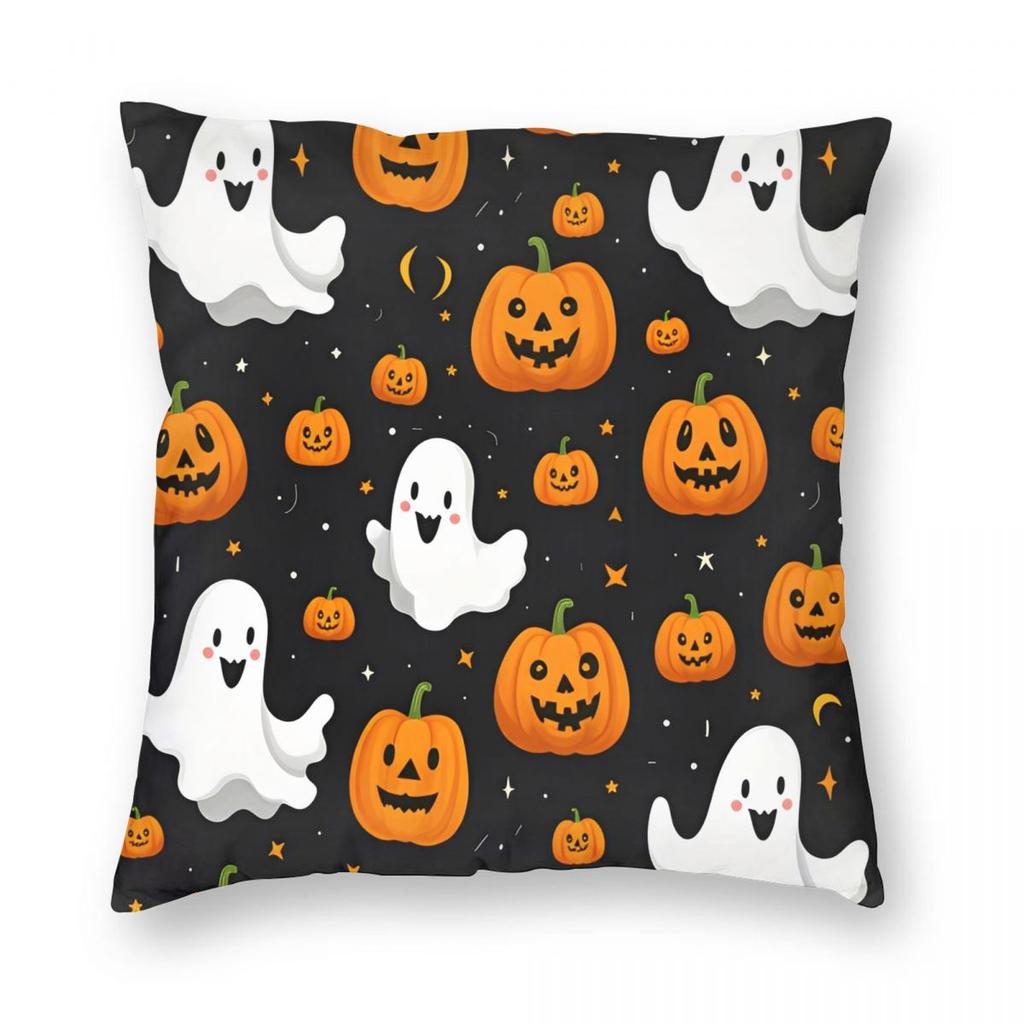 Halloween Cute Ghost Pumpkin Pillowcase Printed Fabric Cushion Cover Gift Throw Pillow Case Cover Home Zipper Cm