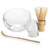 Glass Tea Bowl Matcha Glass Matcha Ceremony Tea Chawan Chasen and 500ml Tea Scoop Set, Double-Walled Bowl, Double-Layered Bowl, Utensils, Bowl, (Tea