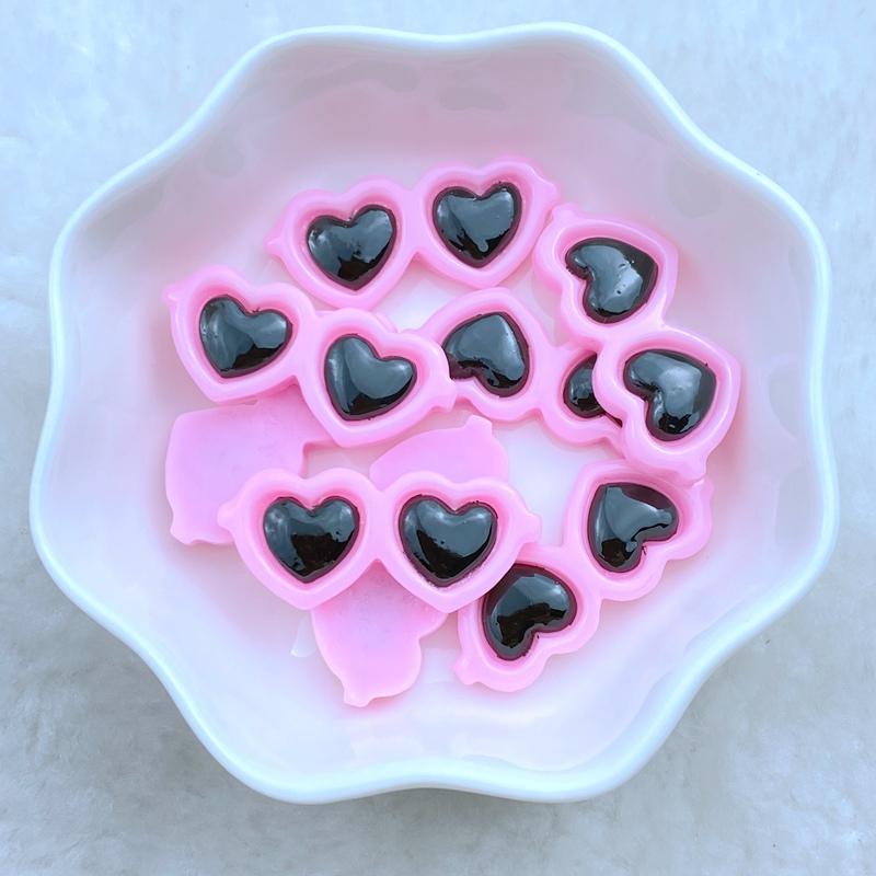 10Pcs New Cute 13*30mm Resin Heart Shaped Glasses Series Flat Back Fit Phone Deco Parts Embellishments For Hair Bows Accessories