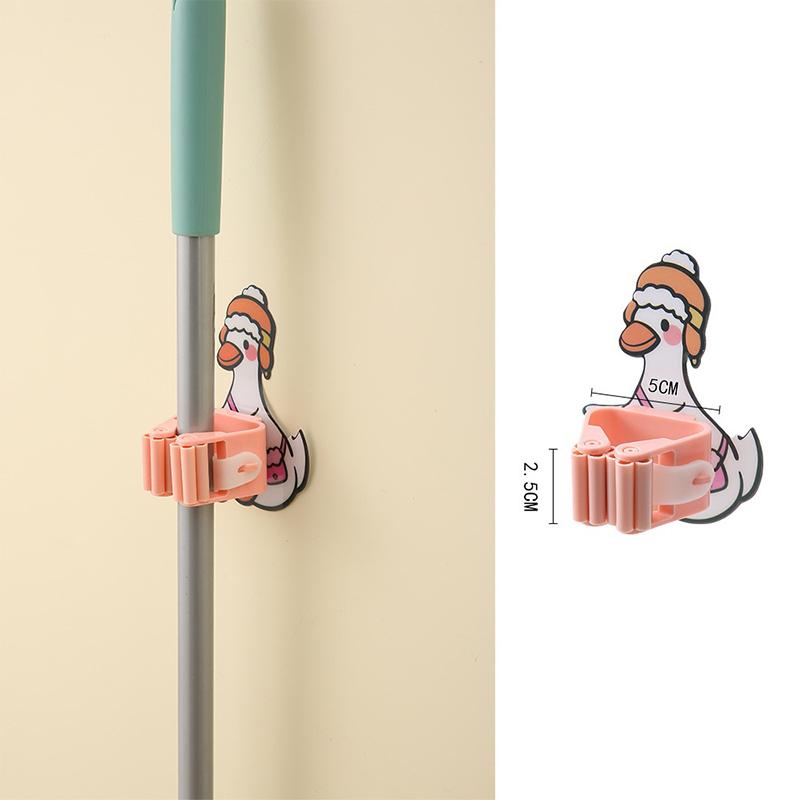 Self Adhesive Wall Mop Holder Brush Broom Organizer Rack Multi-Purpose Door Key Umbrella Hanger Hook Bathroom Toothbrush Storage