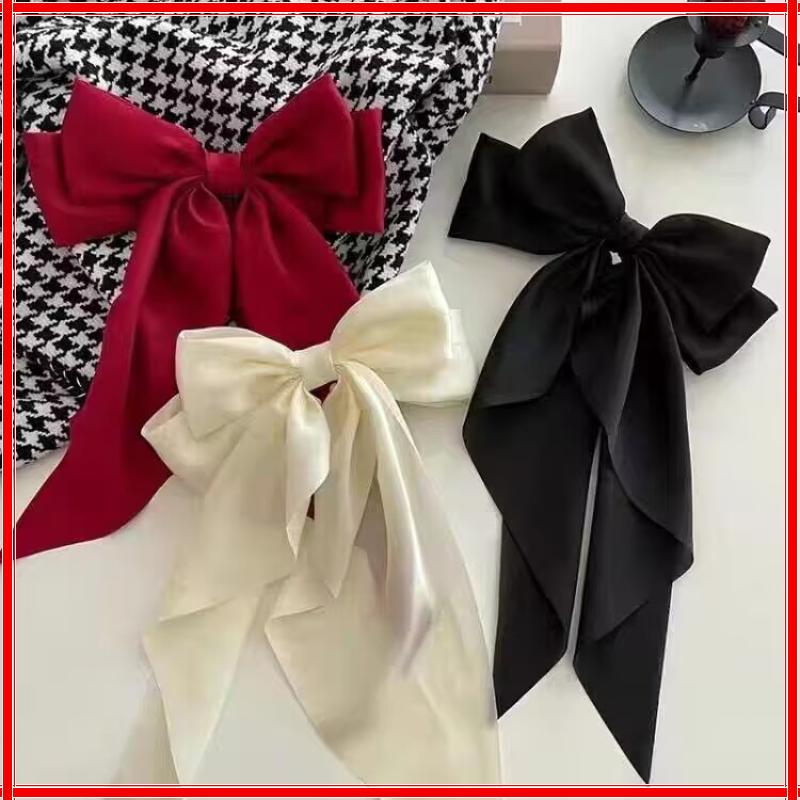 Barrette à nœud en ruban, couvre-chef simple et élégant en satin, pince à ressort, pince à cheveux fixe, coiffe de fête rétro, accessoires pour cheveux rouges