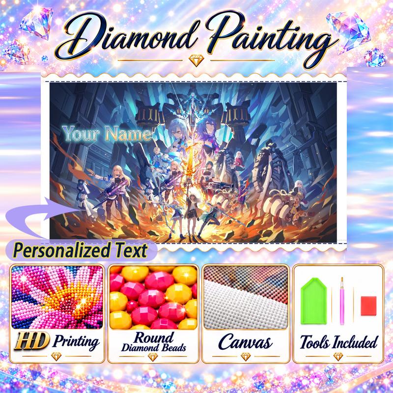 Honkai_ Star Rail 5D DIY Diamond Painting Custom Name Text, Full Drill Rhinestone Mosaic Art Home Gift