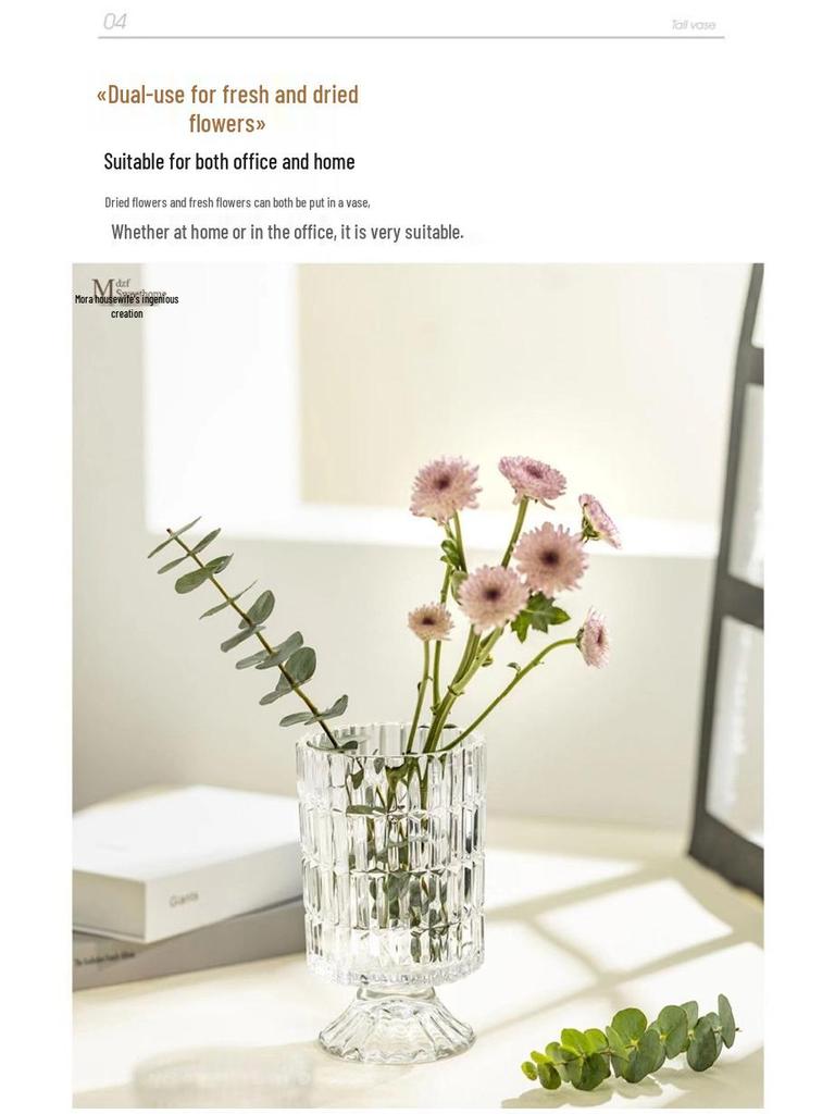 Europäische Hochfuß-Glasvase: Kreatives hydroponisches transparentes Design für elegante Heimdekoration