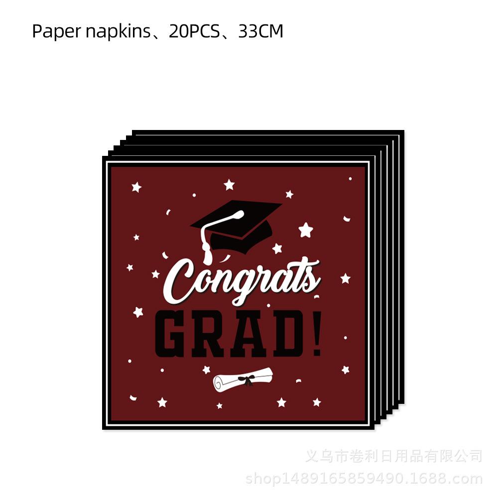 Red And Black Graduation Season Party Supplies Graduation Season Party Decoration Banner Flag Photo Props Party Tableware