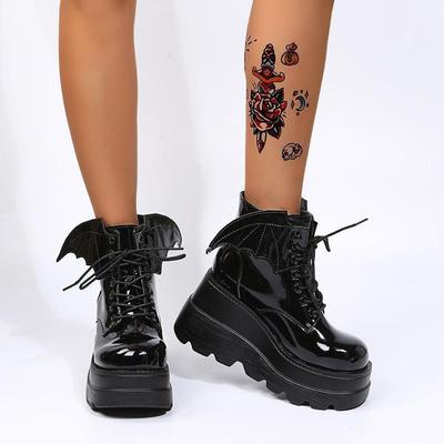 Autumn Women Ankle Boots Platform Chunky High Heel Wedge Ladies Pumps Female Punk Gothic Fashion Street Black Party Shoes