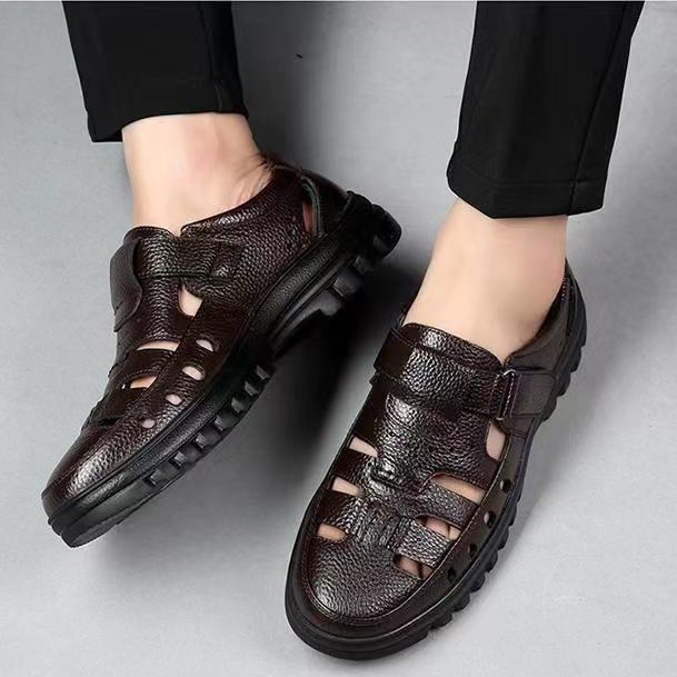 Men's Casual Summer Breathable Pointed Toe British Sandals for Weddings/Grooms