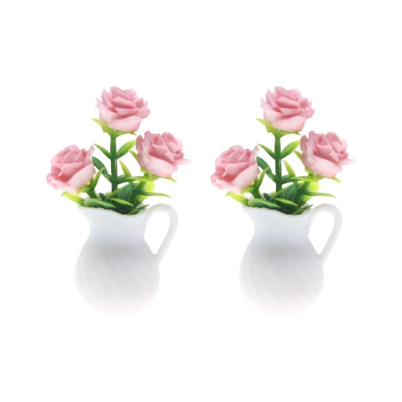 1/12 Miniature Artificial Potted Plant For Doll House Decoration Realistic Plastic Greenery Scene Display Accessories