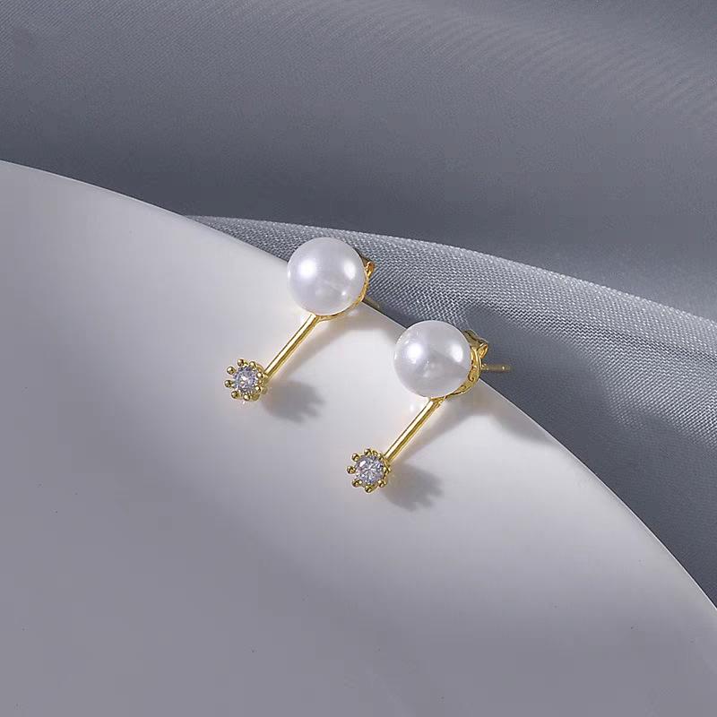 S925 Sterling Silver Pearl Dangle Earrings for Women - Elegant Two-Way Wear 925 Silver