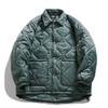 Unisex Winter Oversized Quilted Cotton Puffer Jacket WithPattern Japanese Retro Style Stand Collar Casual Workwear