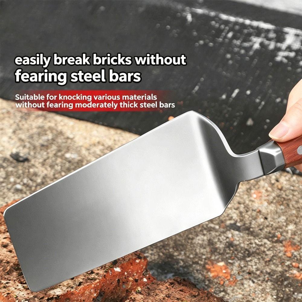 Flat/Pointed/Round Head Brick Trowel Stainless Steel Thickened Body Masonry Trowel Household & Construction Use Wooden Handle Rubber Mallet