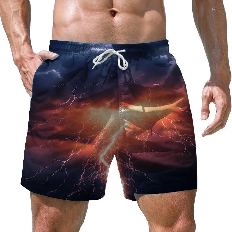 Summer Men's Lightning 3D Printed Beach Shorts