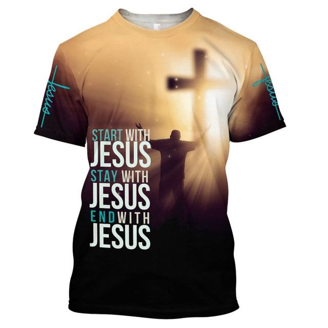 Letní Ležérní Univerzální 3D tisk Jesus Christ Pánská trička s kulatým výstřihem Streetwear s krátkým rukávemTričko velké velikosti Pánské oblečení