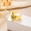 Europäischer und amerikanischer Titanstahlring mit Blumenöffnung, vergoldeter High-End-Zeigefingerring, farbenfroher, vielseitiger Ring, Schmuckgeschenk