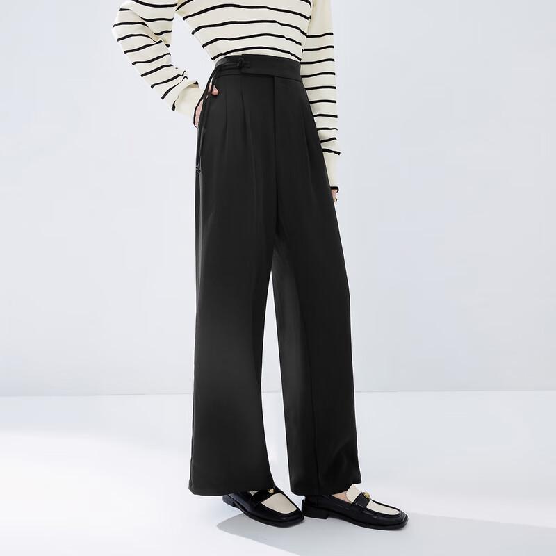 Qiusbiyiren Women's New Chinese Style Straight-Leg Casual Pants