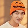 Pumpkin Orange Halloween Knitted Cap Knitted Fabric Hip Hop Skullcap Pumpkin Beanie Hat  Teens