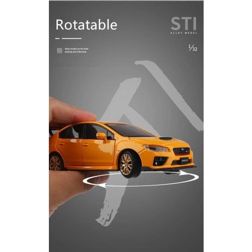 1/32 Scale Subaru WRX STI Alloy Sports Car Diecast Simulation Metal Sound and Light Souvenir Display Miniature Model Car Pre-Assembled Diecast Model (