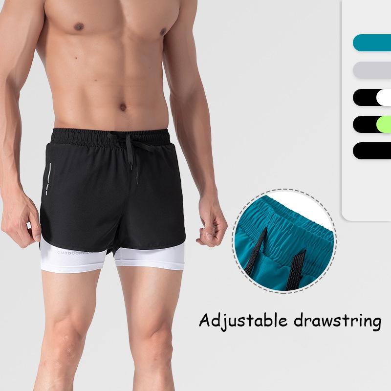 Men's Quick-Dry Three-Quarter Double Layer Sports Shorts For Basketball Marathon Running Swimming