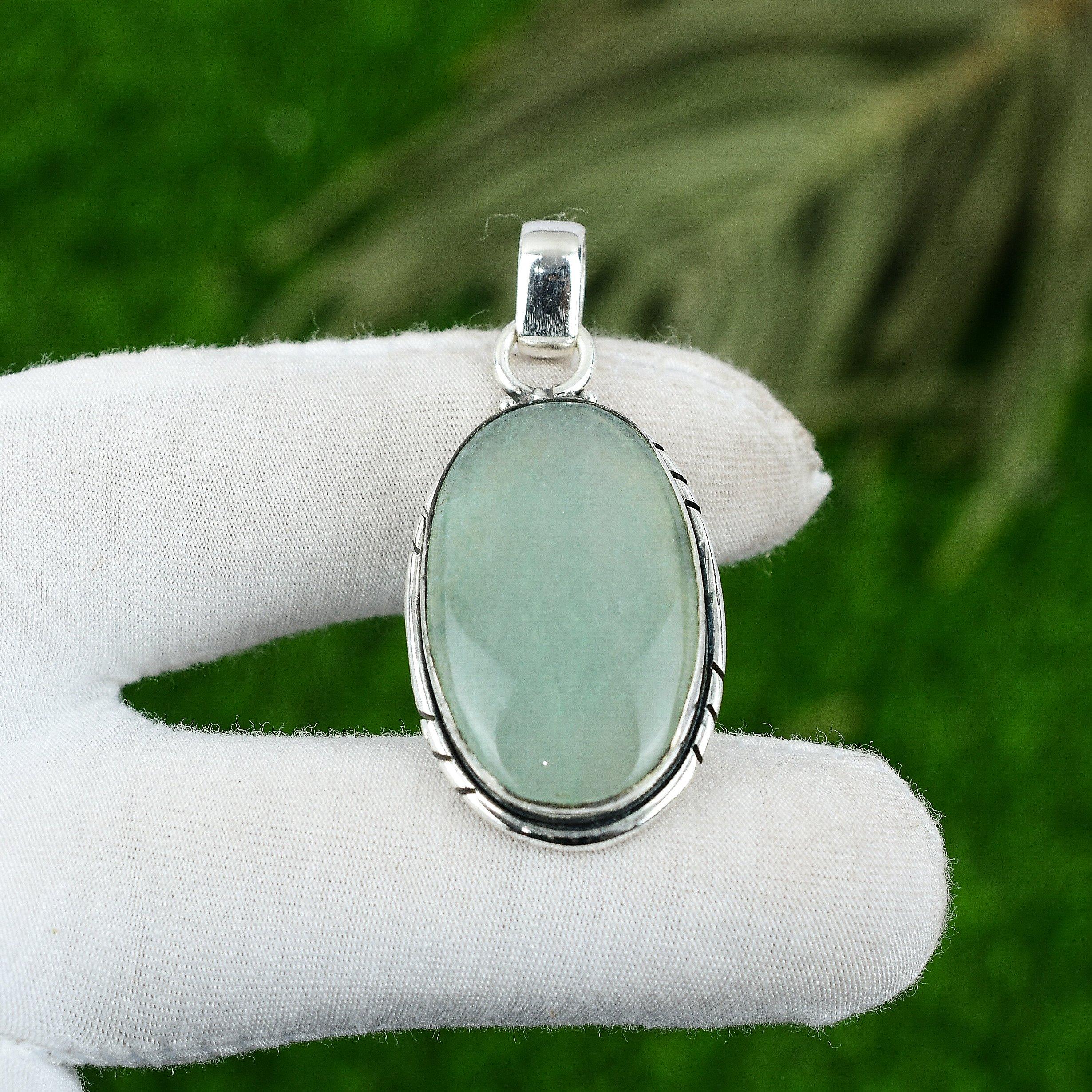 

Oval Natural Aquamarine March Birth Mother Pendant Jewelry 925 Sterling Silver
