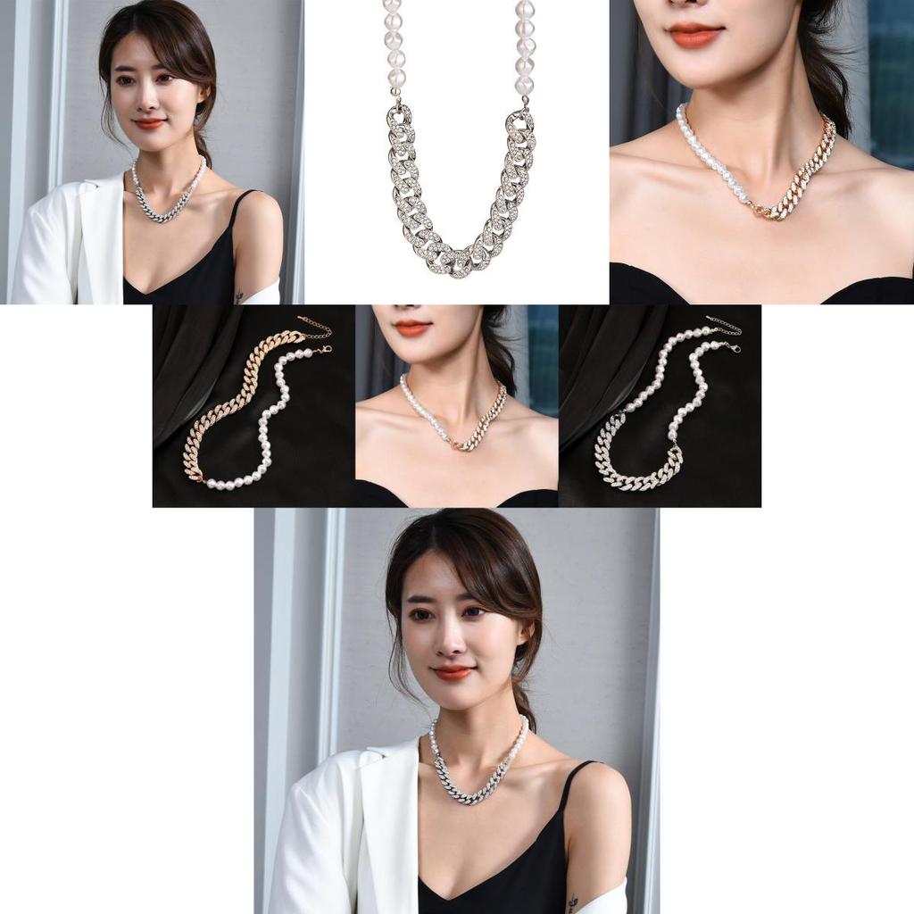 Unique Pearl Short Necklace For Women With Dazzling Rhinestones For Fashionable Style