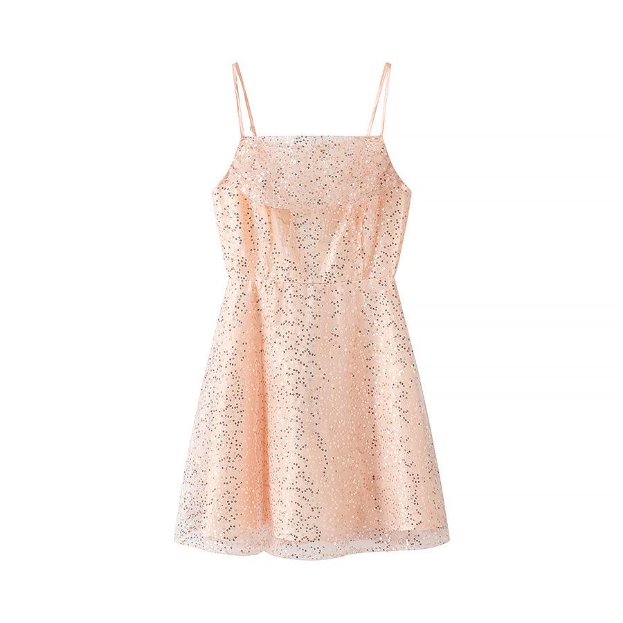 

Spring 2025 Women s Slim Sequin Backless Camisole Dress Large розовый