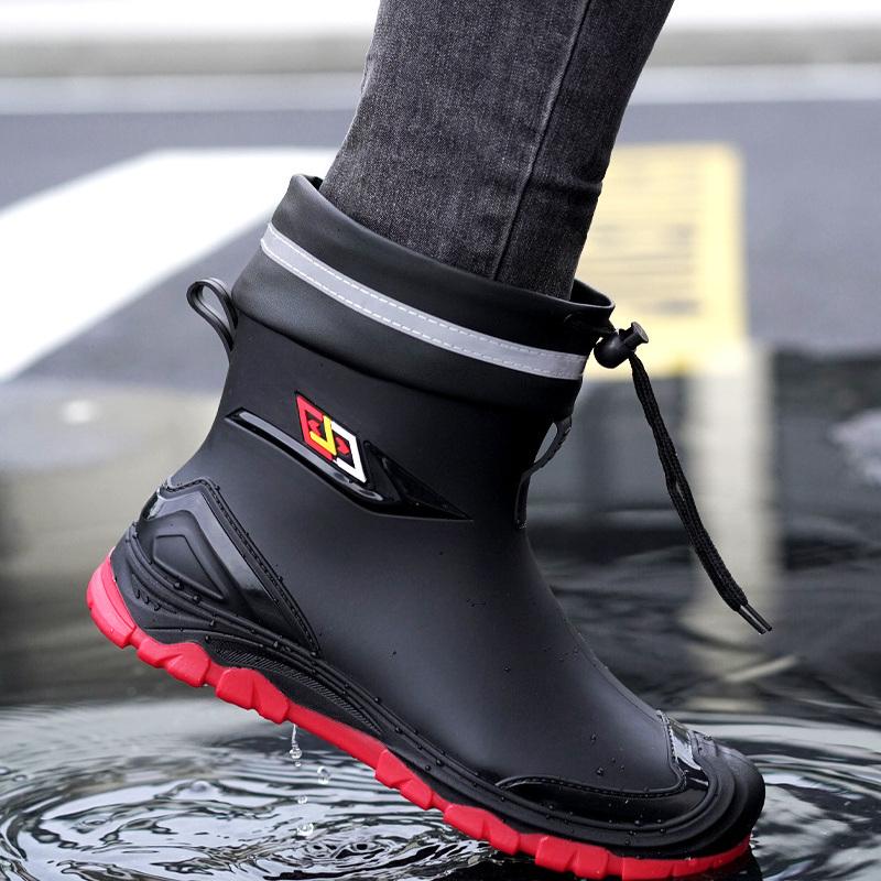 Men's Waterproof Rain Boots Anti-Slip Wear-Resistant Kitchen Oes Fiing Car Wa Very Labor Protection Warm Water Shoes