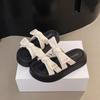 Beach slippers feel versatile sandals 2025 summer shit seaside stepping on bow wind thick-soled slippers