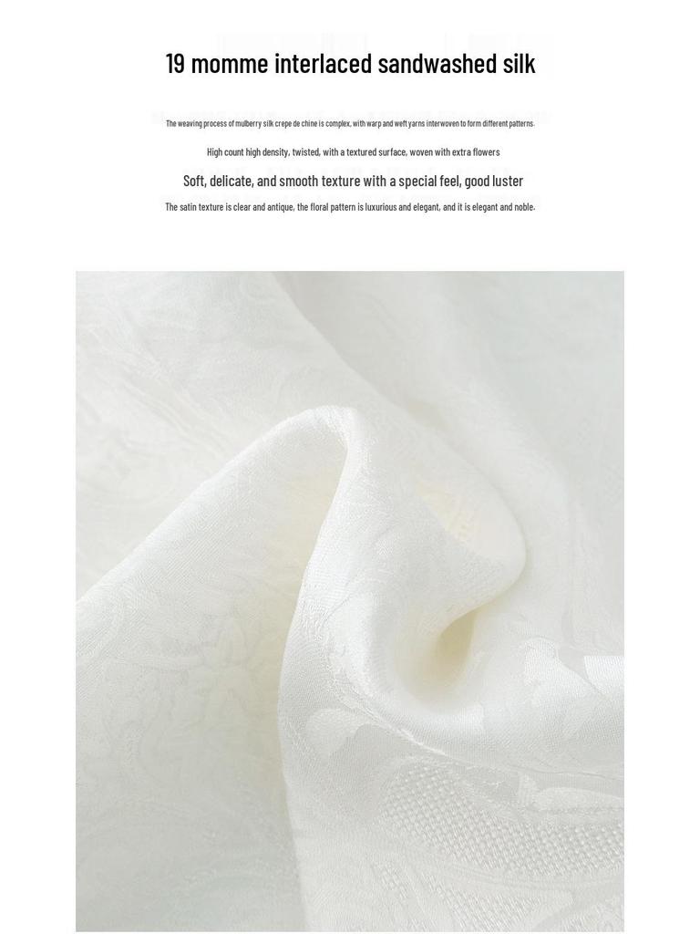 2026 Spring Mulberry Silk Satin Stand Collar Jacquard Shirt - Elegant Ink Wash Style