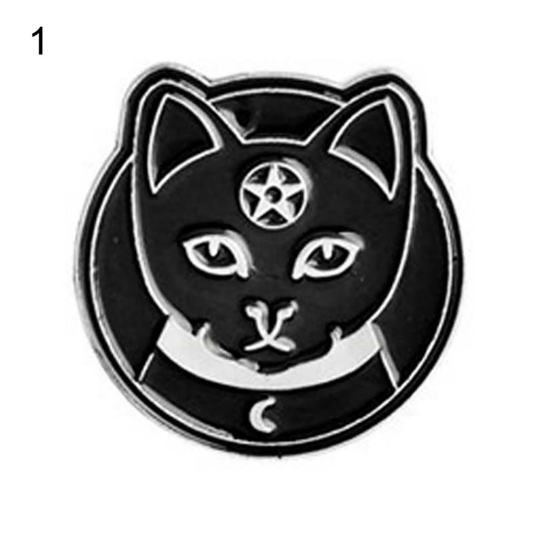 

Унисекс Панк Ведьма Шкатулка Кошка Книга Эмалированная Брошь Брошь Хэллоуин Языческие Украшения one size