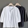 New Arrivals Open Run Women Nylon Puff Shoulder Short Sleeve Zip Blouse No Color