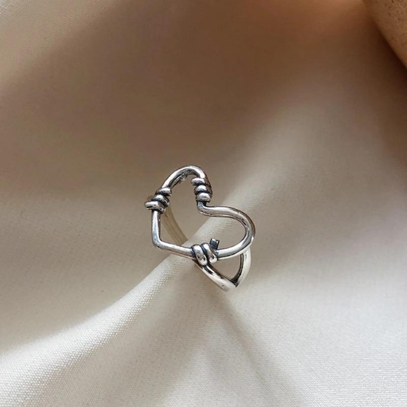 Punk duté srdce prsten láska ženy dívky svatební šperky party dárek