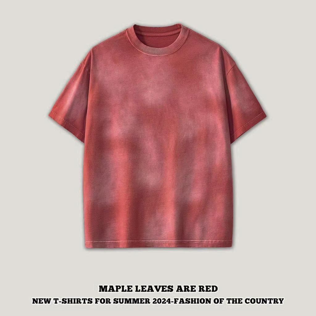 Streetwear Enfärgad Dopaminserien Unisex T-shirt Bomull Tvättad T-shirt Unisex Toppar Tees Sommar Kortärmad T-shirt