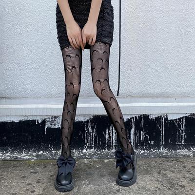 Gothic Moon Pattern Fishnet Stockings