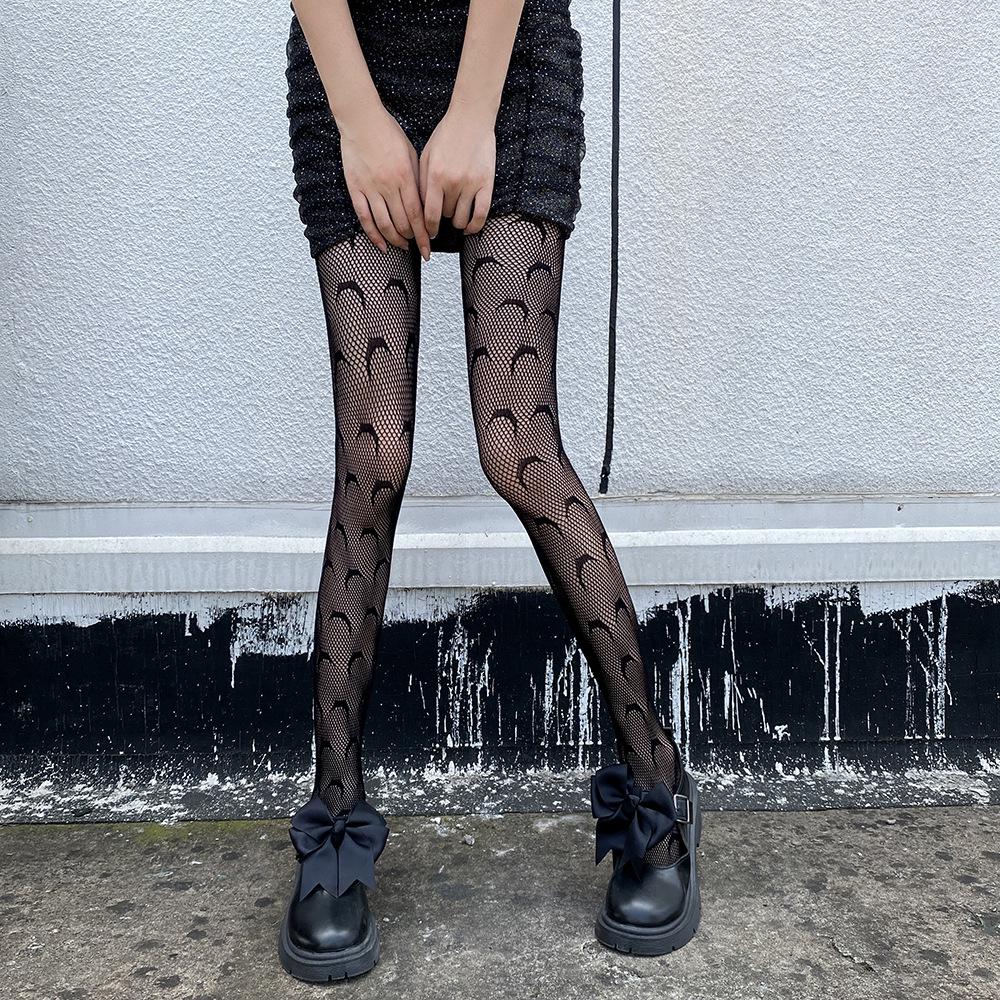 

Gothic Moon Pattern Fishnet Stockings One Size Basic Packaging чёрный