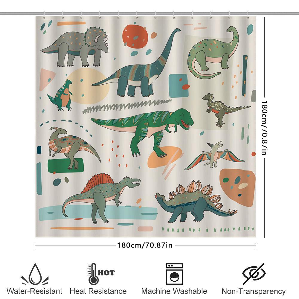 Cute Cartoon Dinosaurs Shower Curtain Home Decor Bathroom Decorative Waterproof 3D Printed Bath Rug Set