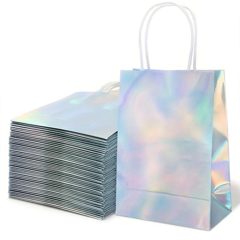 10PC/Bag Gift Bags Party Supplies White Pink Khaki Laser Bridal Showers With Handles Birthday Parties Multiple Options Available