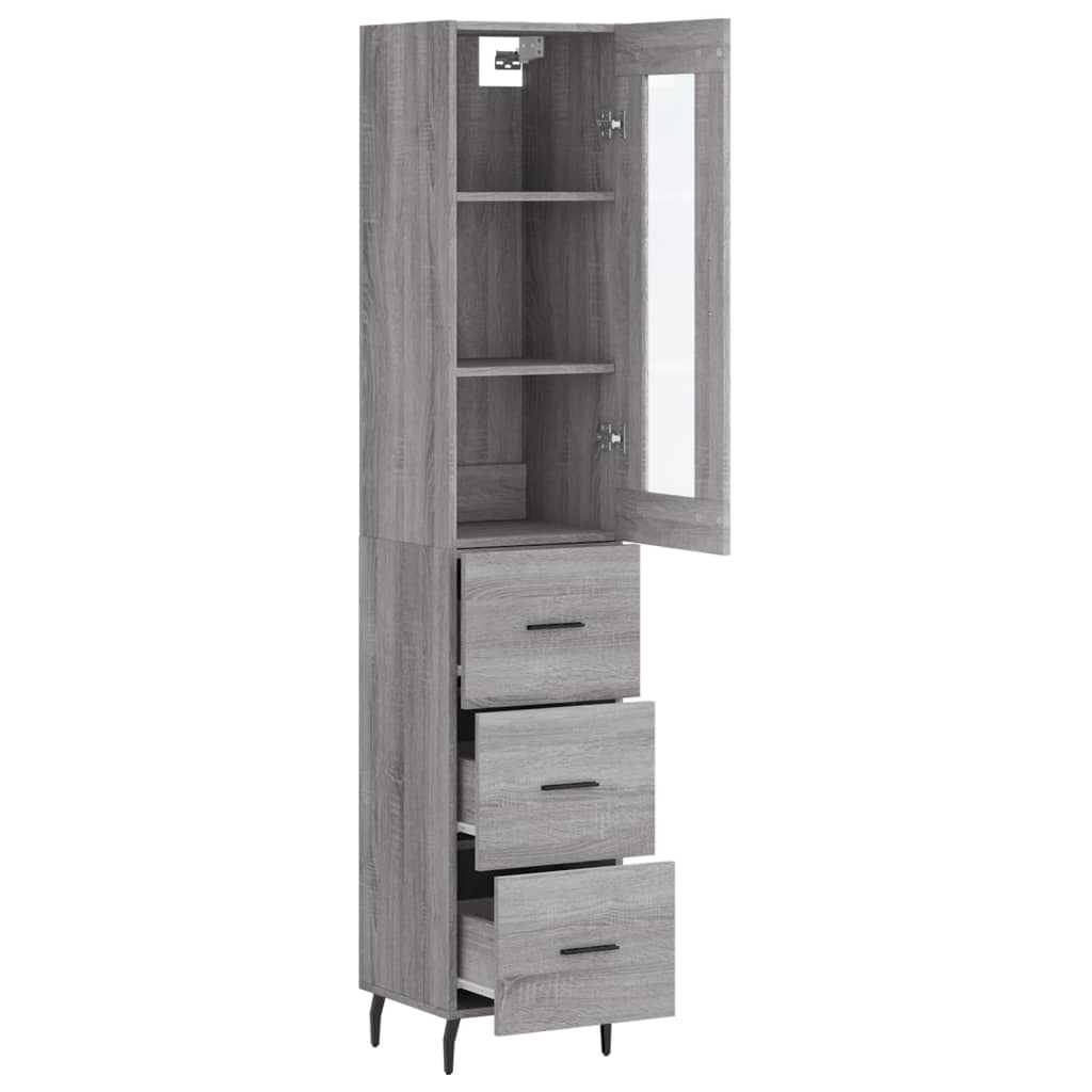 Highboard Gray Sonoma 34.5 x 34 x 180 cm Engineered Wood