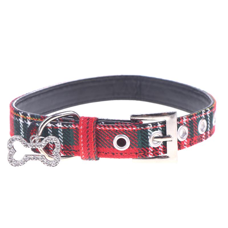 Y2K Goth Vintage Dog Bone Charm Necklace Punk Trendy Choker Simple Red Plaid Leather Buckle Necklaces Collar Chain Jewelry