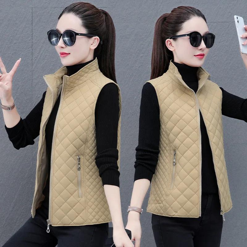 Dámská lehká péřová bavlněná vesta Dámská podzimní zimní zkrácená středního věku oblečení pro matku Zapínací kardiganová bunda