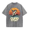 T-shirt Oversize Délavé Acide Graphique Skate Rétro Beige « Cupid Stunt »
