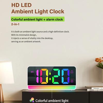 Large Display Digital Desk Clock Colorful LED Night Light for Home Office Desk Decor Bedroom Kitchen Living Room Décor Christmas