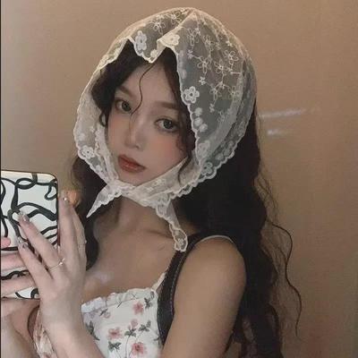 Retro Lace Flower Triangle Headscarf: Cute Hair Tie & Headband