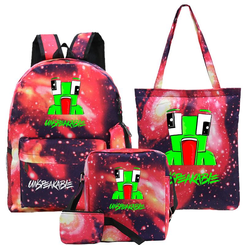 Casual Backpack Five-piece Backpack + Tote Bag + Shoulder Bag + Pencil Bag + Small Money Bag 3